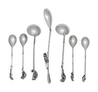 A Group of English Silver Spoons with Chameleon and Frog Handles