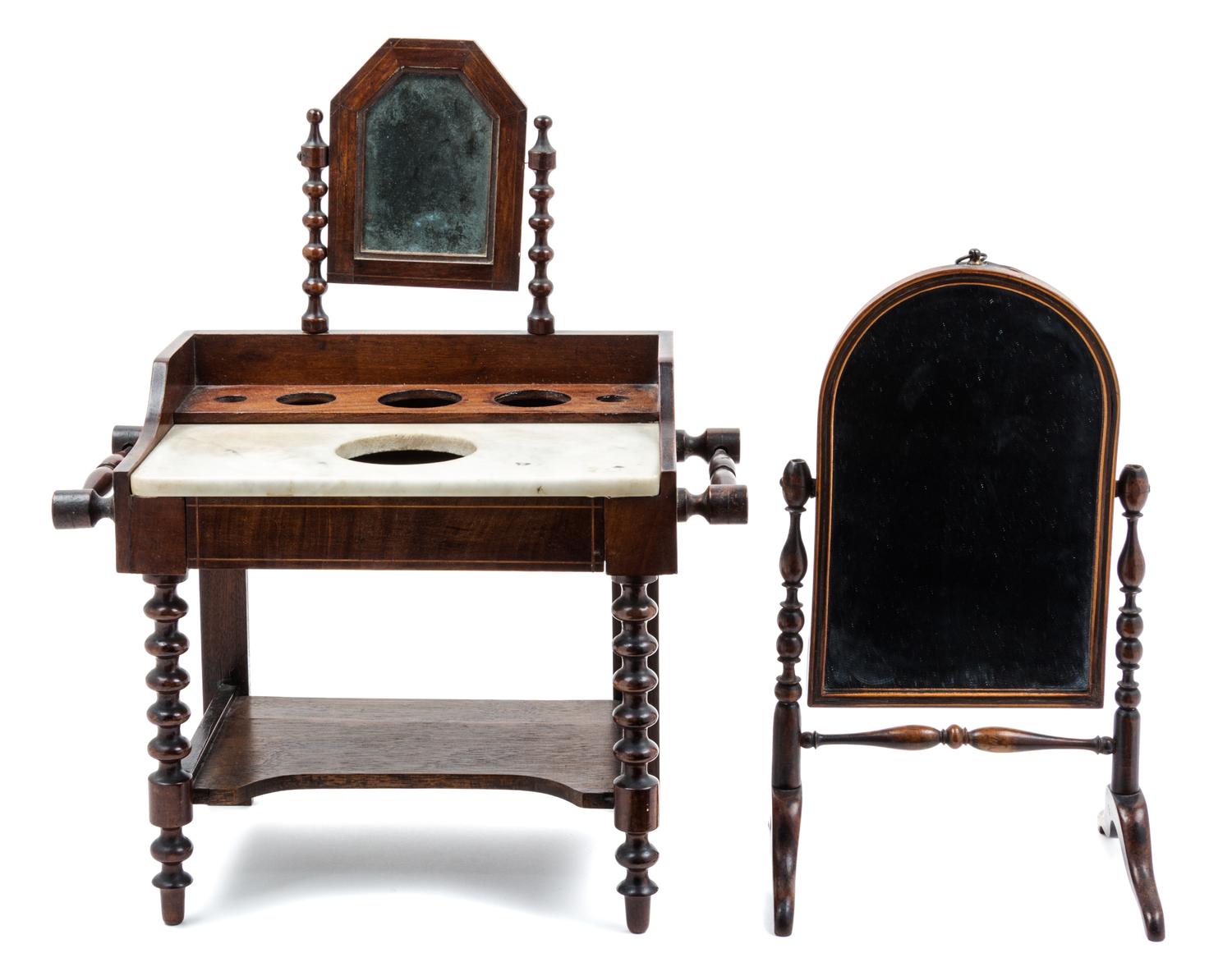 Two Victorian Style Diminutive Furniture Articles Height 16 3/4 inches.