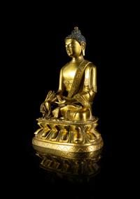 A Sino-Tibetan Gilt Bronze Figure of Sakyamuni Buddha