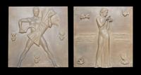 Hand-Carved Wall Relief Plaques France, c. 1925