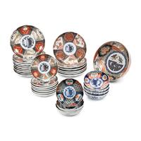 A Large Collection of Japanese Imari Porcelain Dishes
