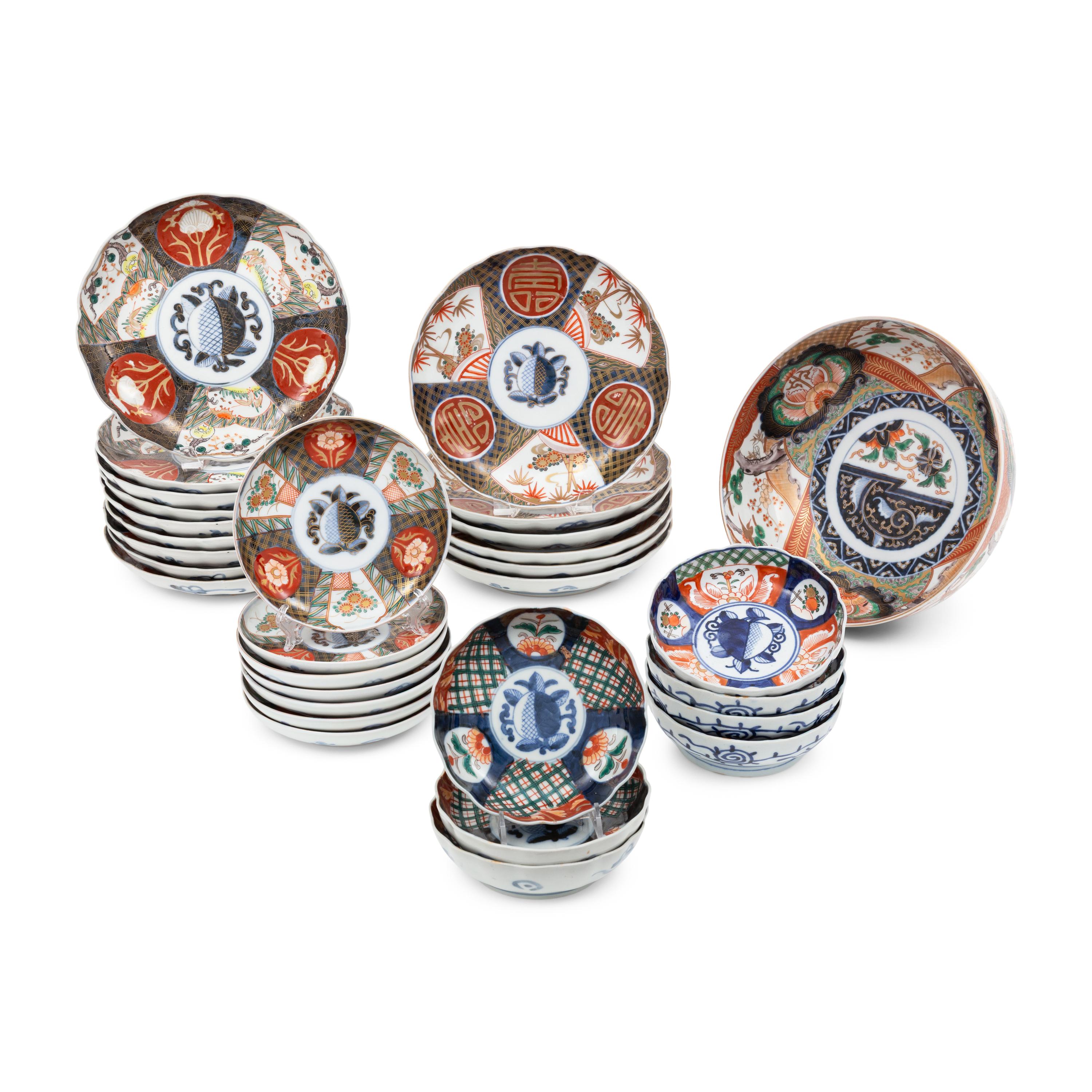 A Large Collection of Japanese Imari Porcelain Dishes