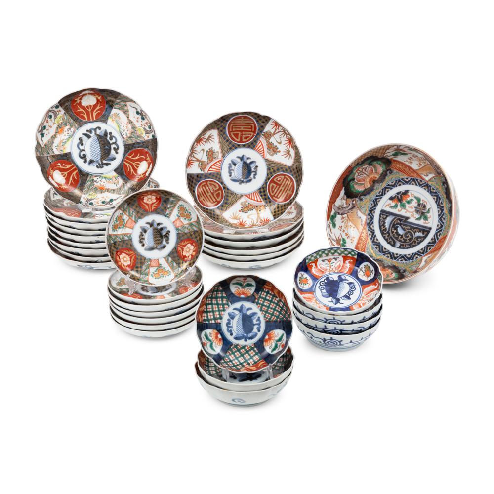 A Large Collection of Japanese Imari Porcelain Dishes