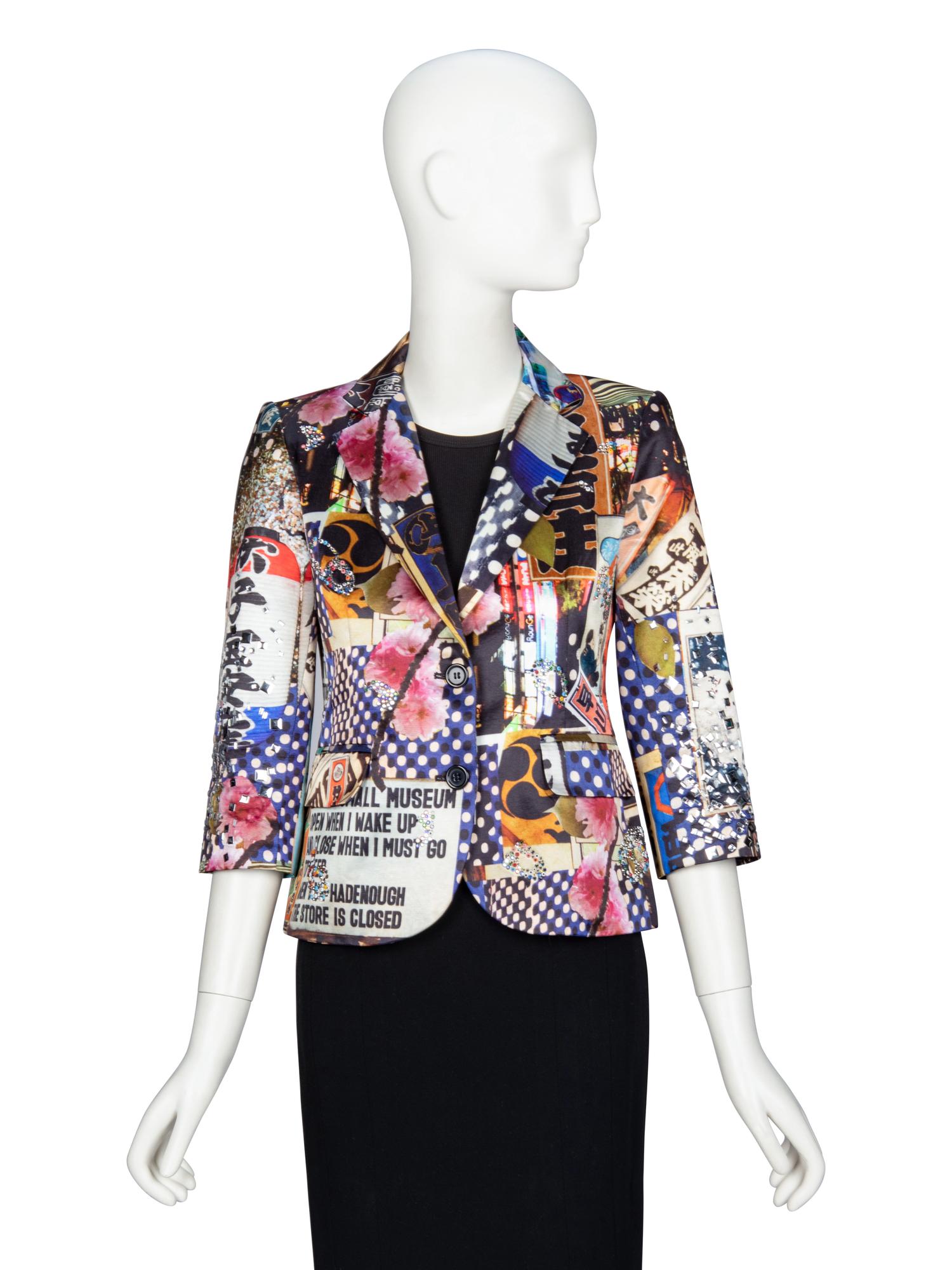 LIBERTINE, EMBELLISHED ALL-OVER PRINT TAILORED JACKET