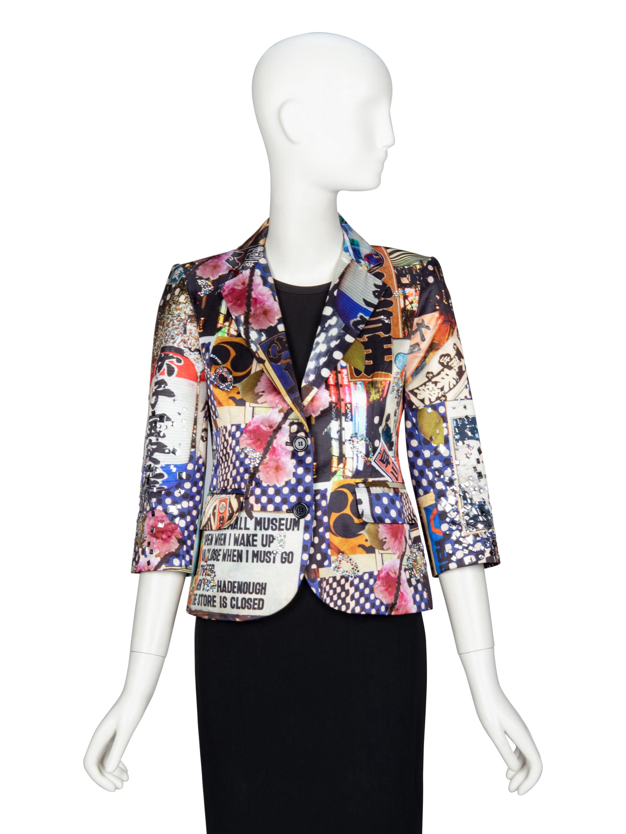 LIBERTINE, EMBELLISHED ALL-OVER PRINT TAILORED JACKET
