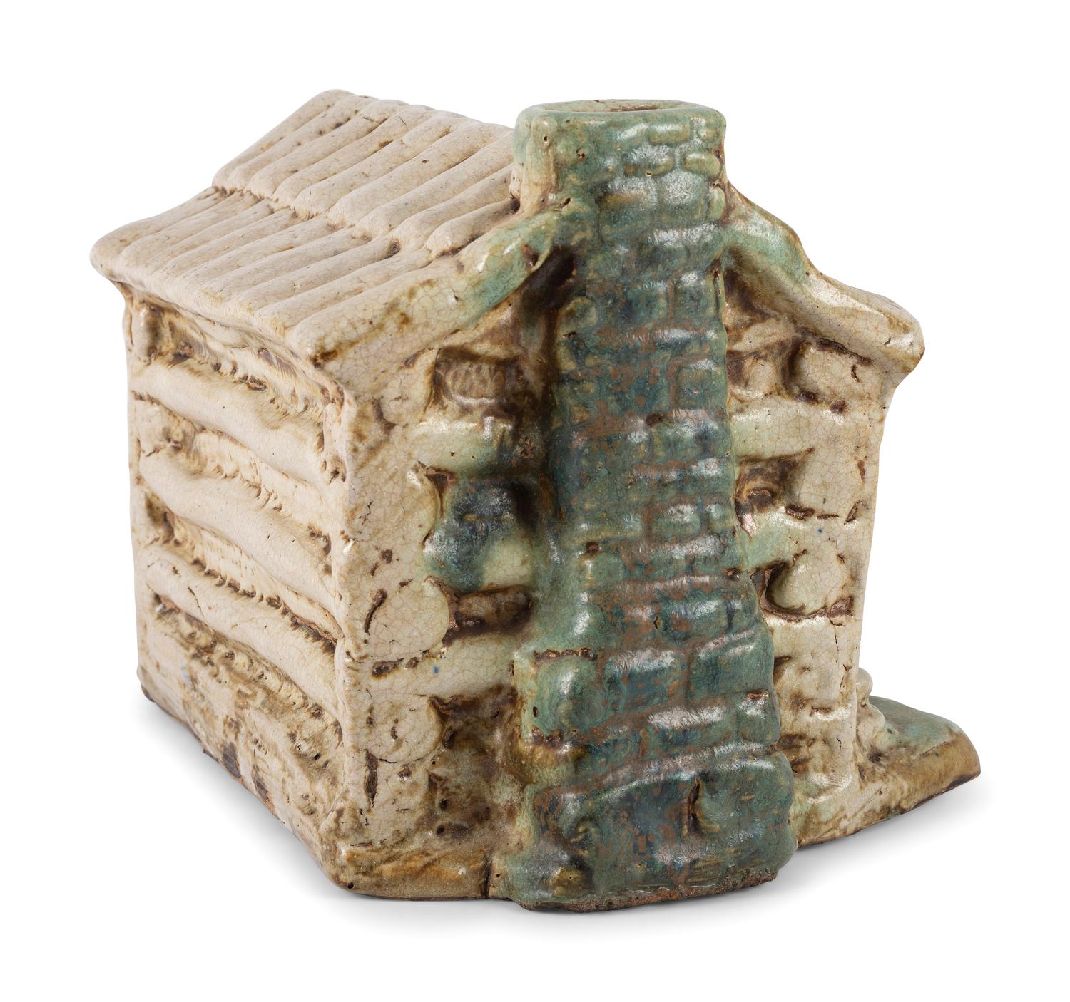 A Scarce Dalton, Ohio Stoneware Log Cabin Bank