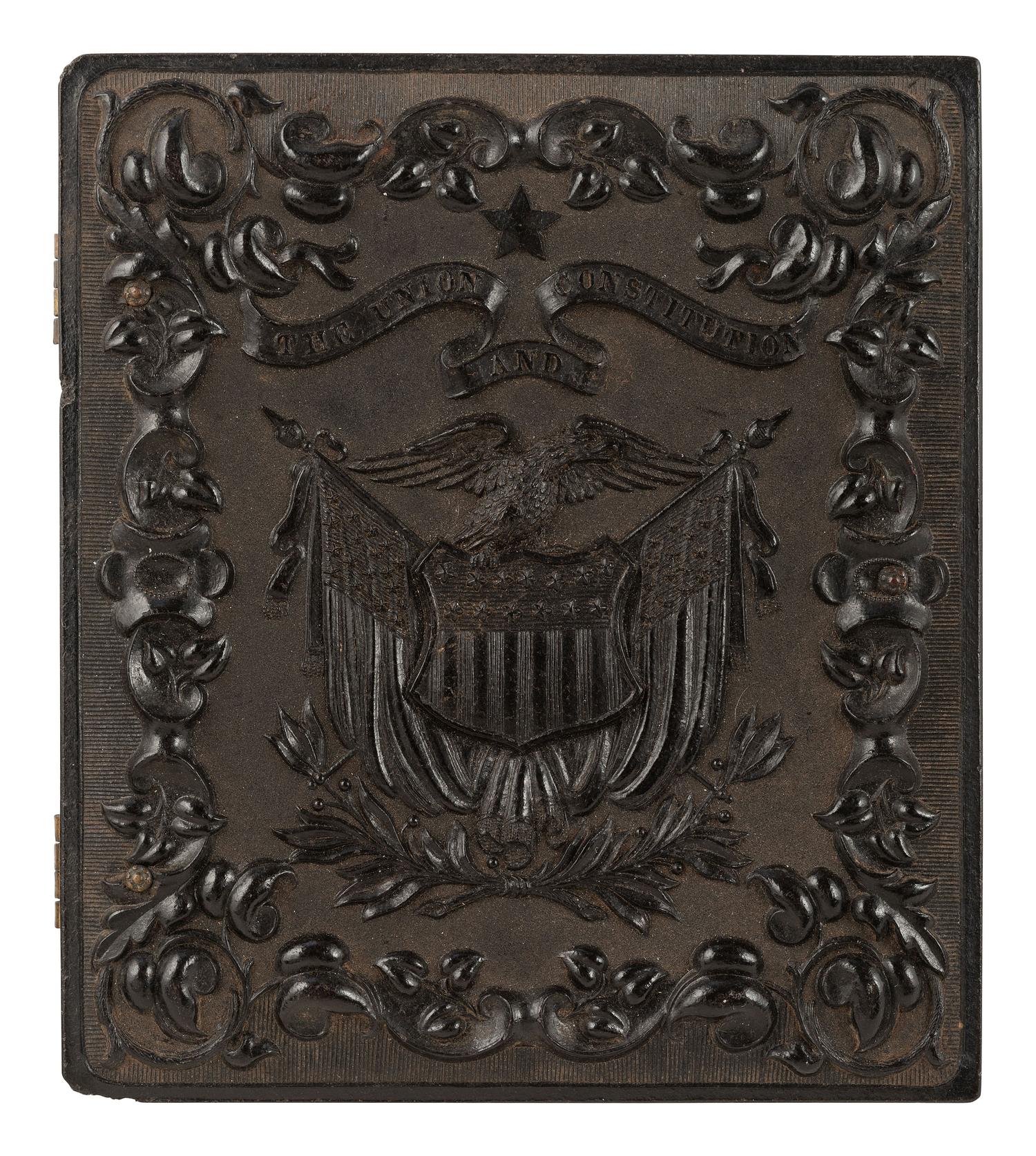 [CIVIL WAR]. 2 sixth plate standing portraits of armed, bearded soldiers with several accoutrements.