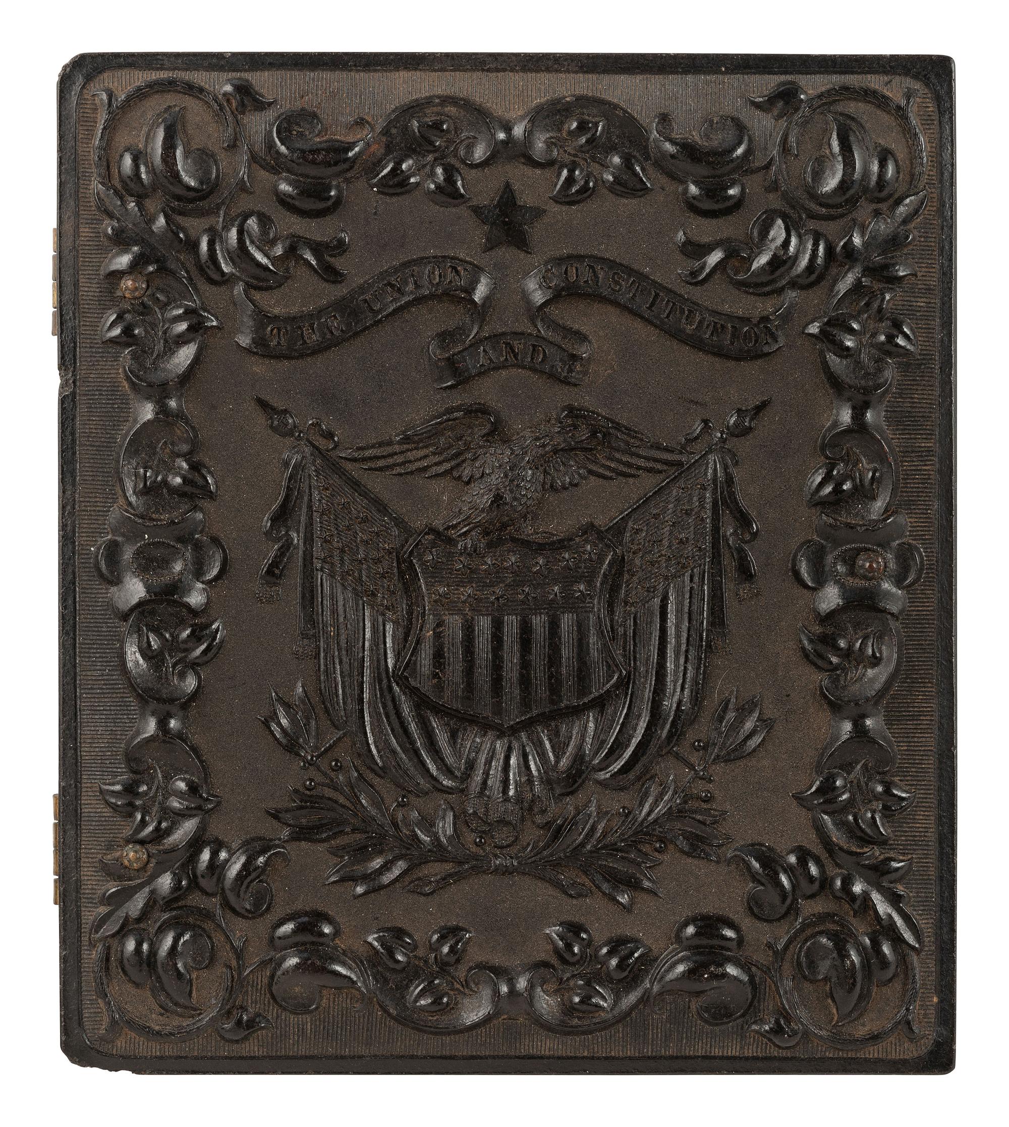 [CIVIL WAR]. 2 sixth plate standing portraits of armed, bearded soldiers with several accoutrements.