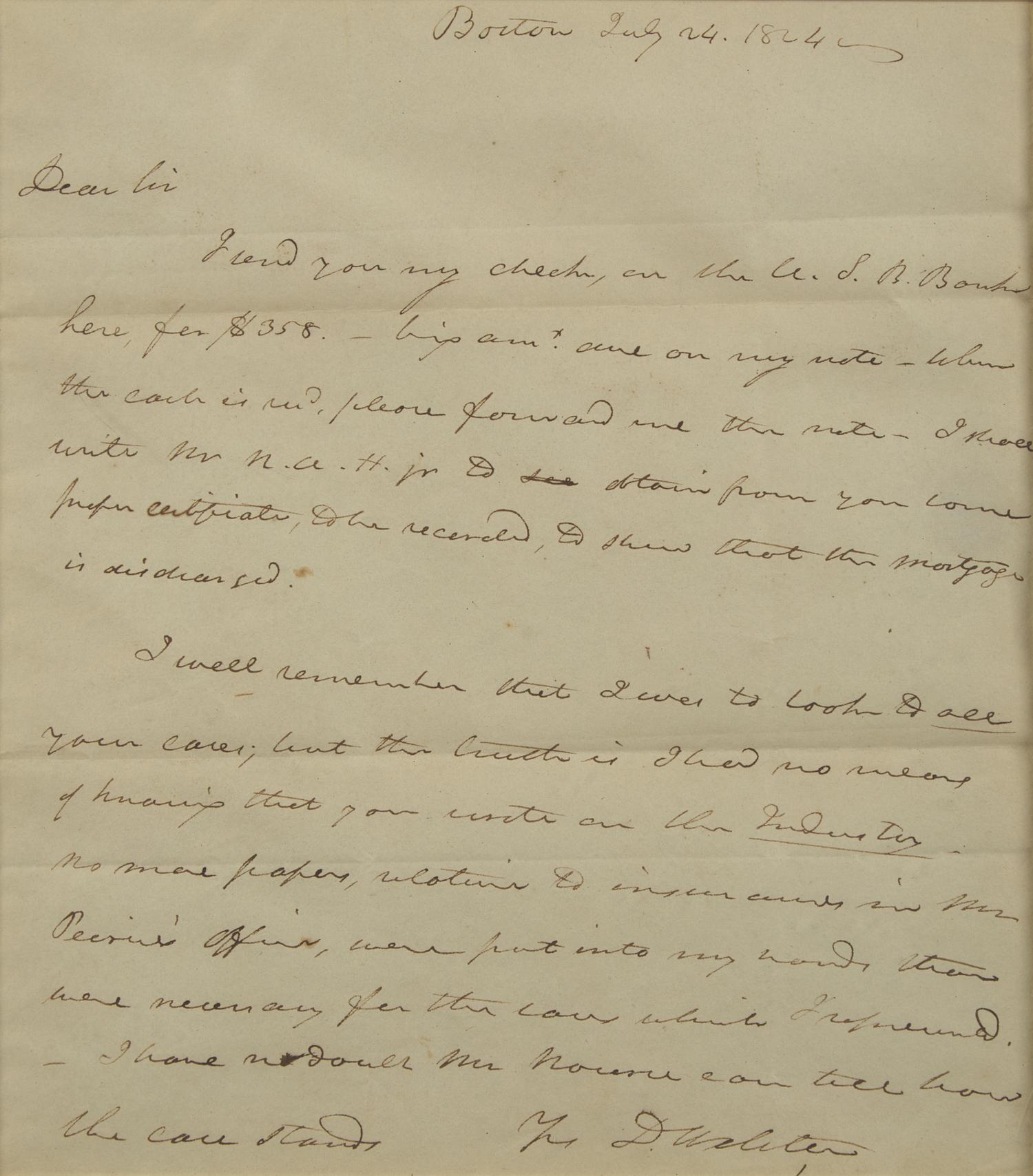 [Americana] Webster, Daniel. Autograph Letter, signed