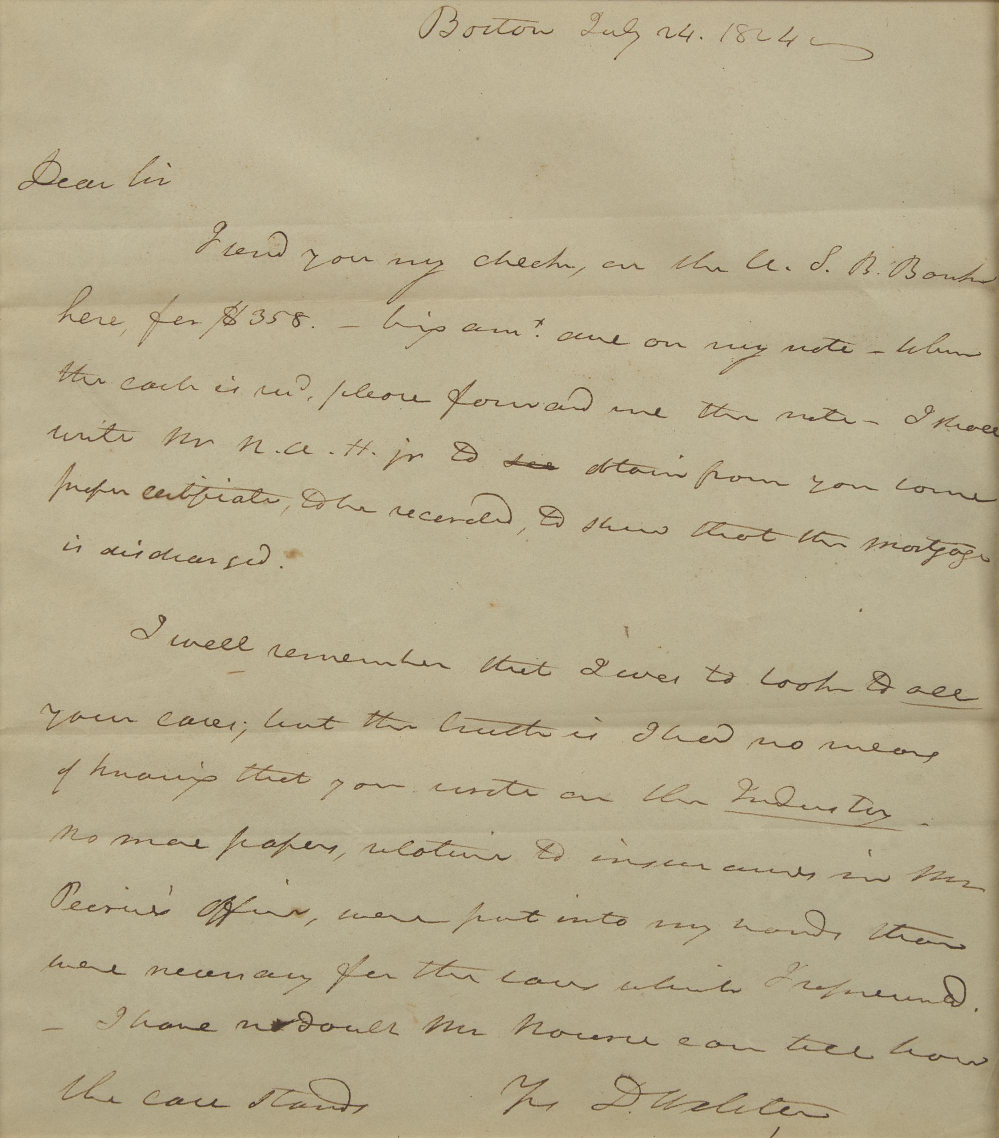 [Americana] Webster, Daniel. Autograph Letter, signed