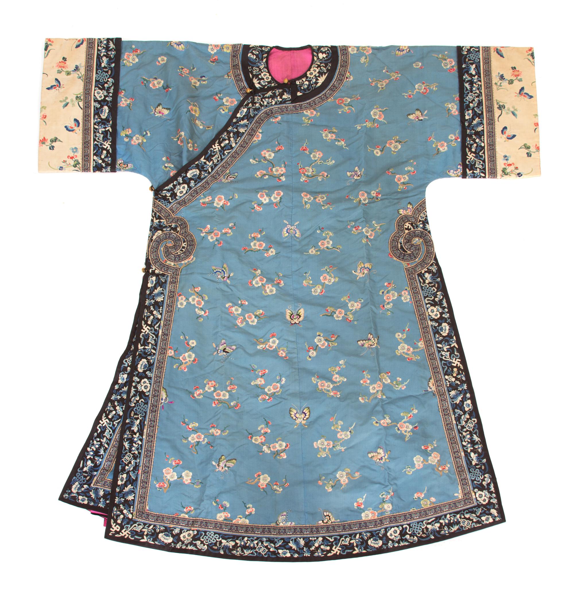 A Chinese Embroidered Silk Robe Length 55 inches. — EARLY 20TH CENTURY