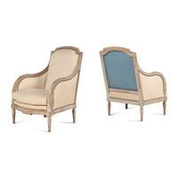 A Pair of Louis XVI Carved and Painted Bergères