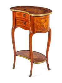 A Louis XV Style Gilt Bronze Mounted Kingwood and Marquetry Side Table