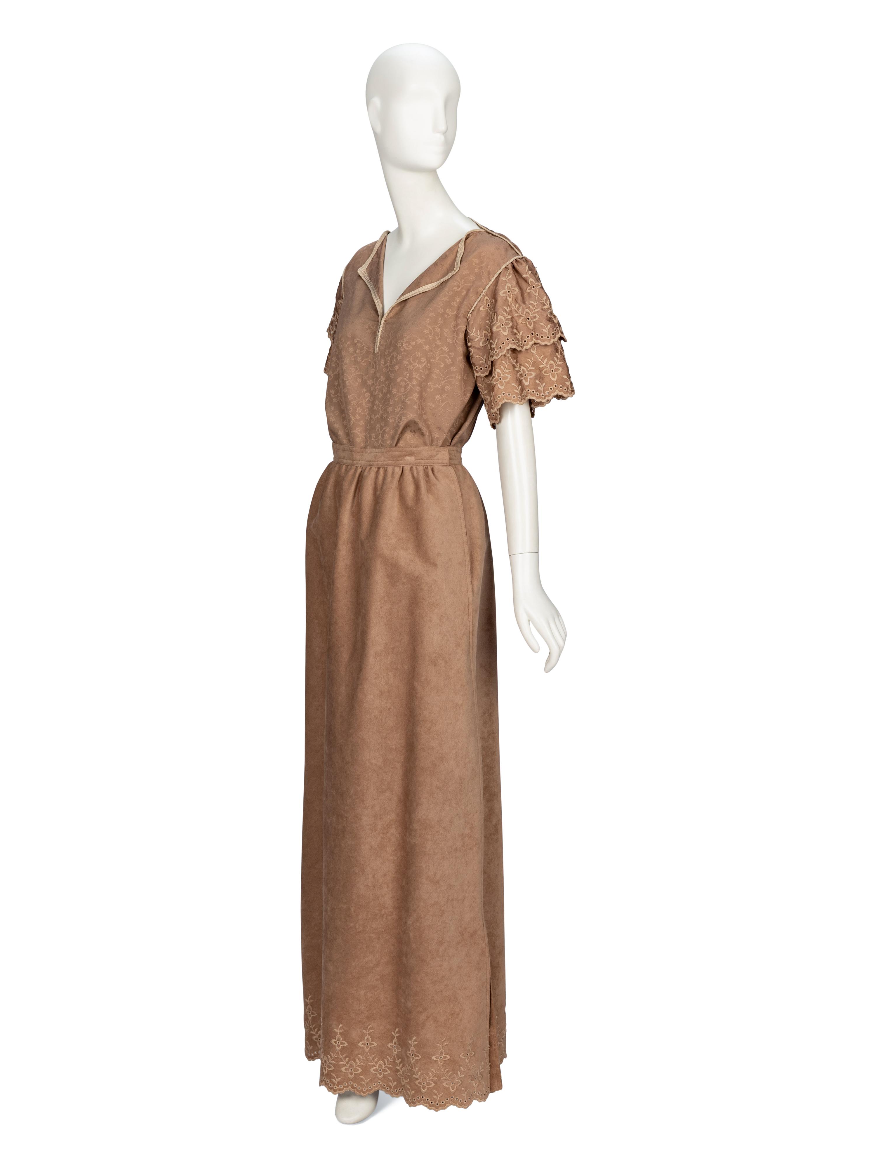 Giorgio di Sant' Angelo, Taupe Blouse & Skirt Ensemble