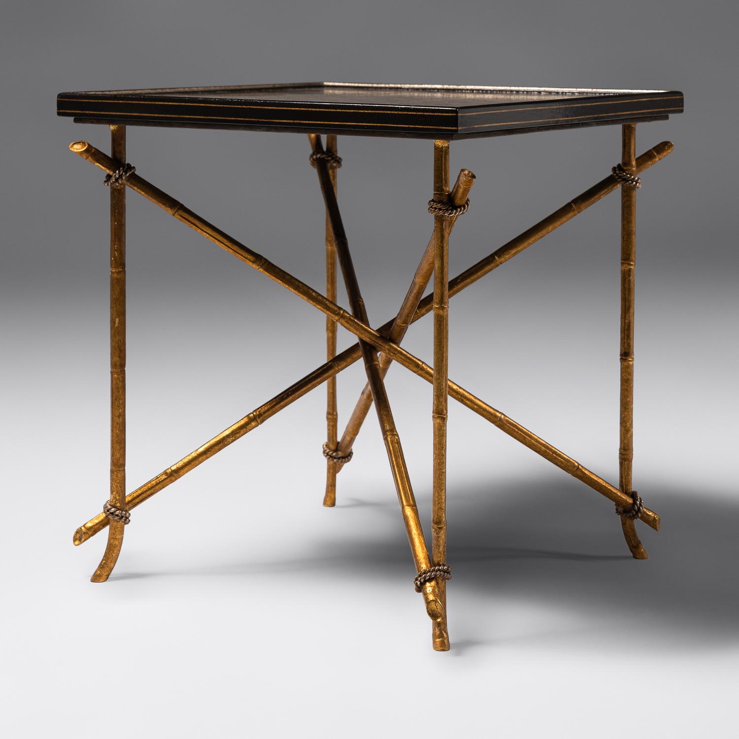 Pair of Gilt Metal and Laminate Alcott Occasional Tables