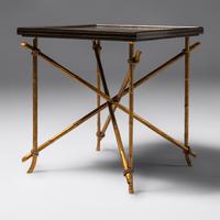 Pair of Gilt Metal and Laminate Alcott Occasional Tables