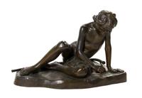 A Bronze Figure, Kate Lizard (American/French 19th century), Width 19 inches.
