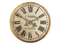 A French Painted and Parcel Gilt Tin Shop Wall Clock