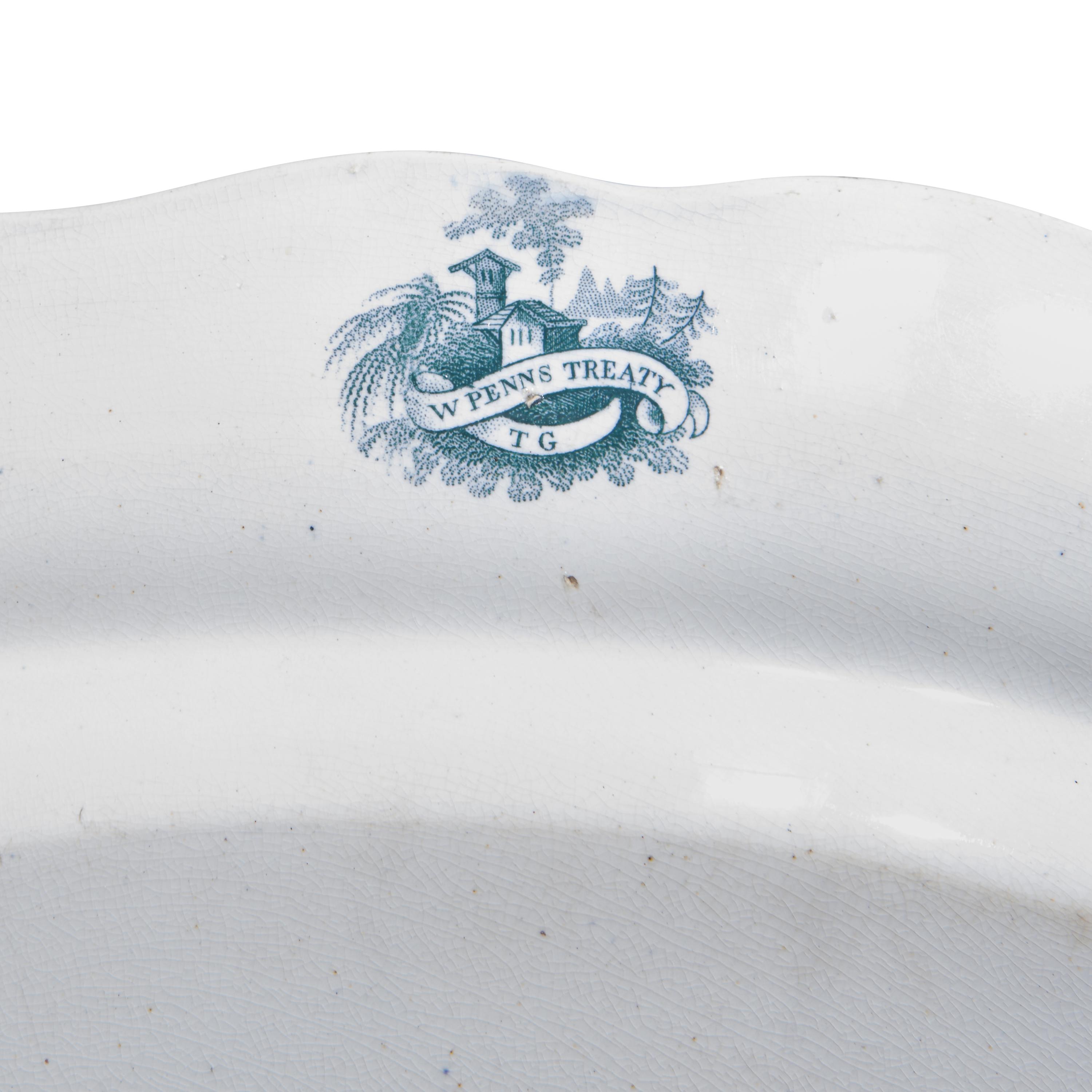 A Large Group of Staffordshire Historical Transferware Tablewares in Penn's Treaty Pattern