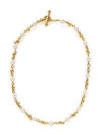 ELIZABETH LOCKE, CULTURED PEARL AND YELLOW GOLD STATION NECKLACE