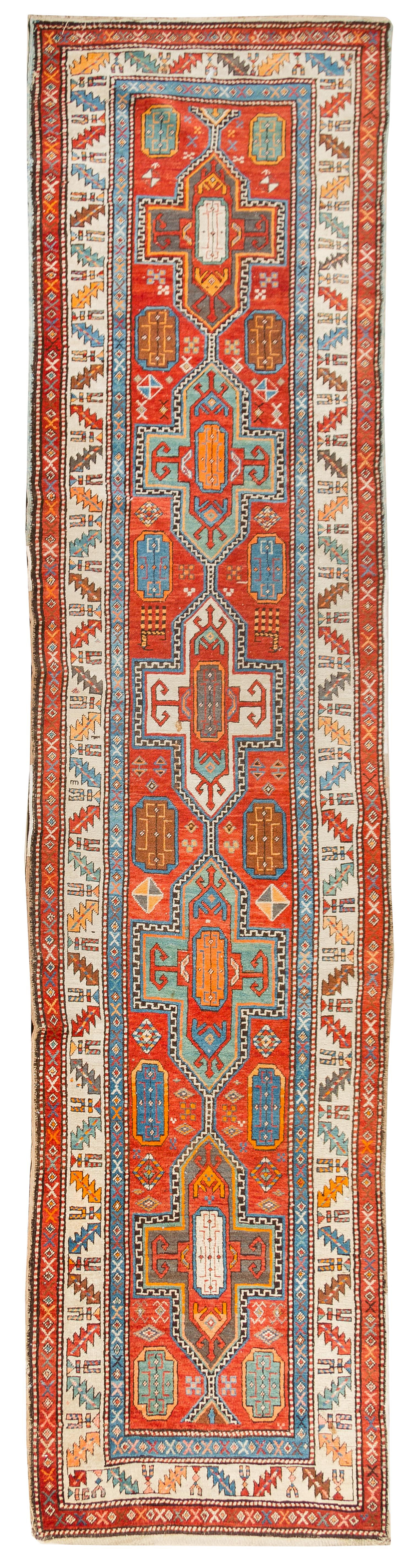 A Kazakh Wool Runner 13 feet 7 inches x 3 feet 3 inches. — CIRCA 1890