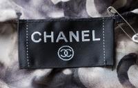 A Chanel Black and Tan Silk Logo Print Gown, No Size.