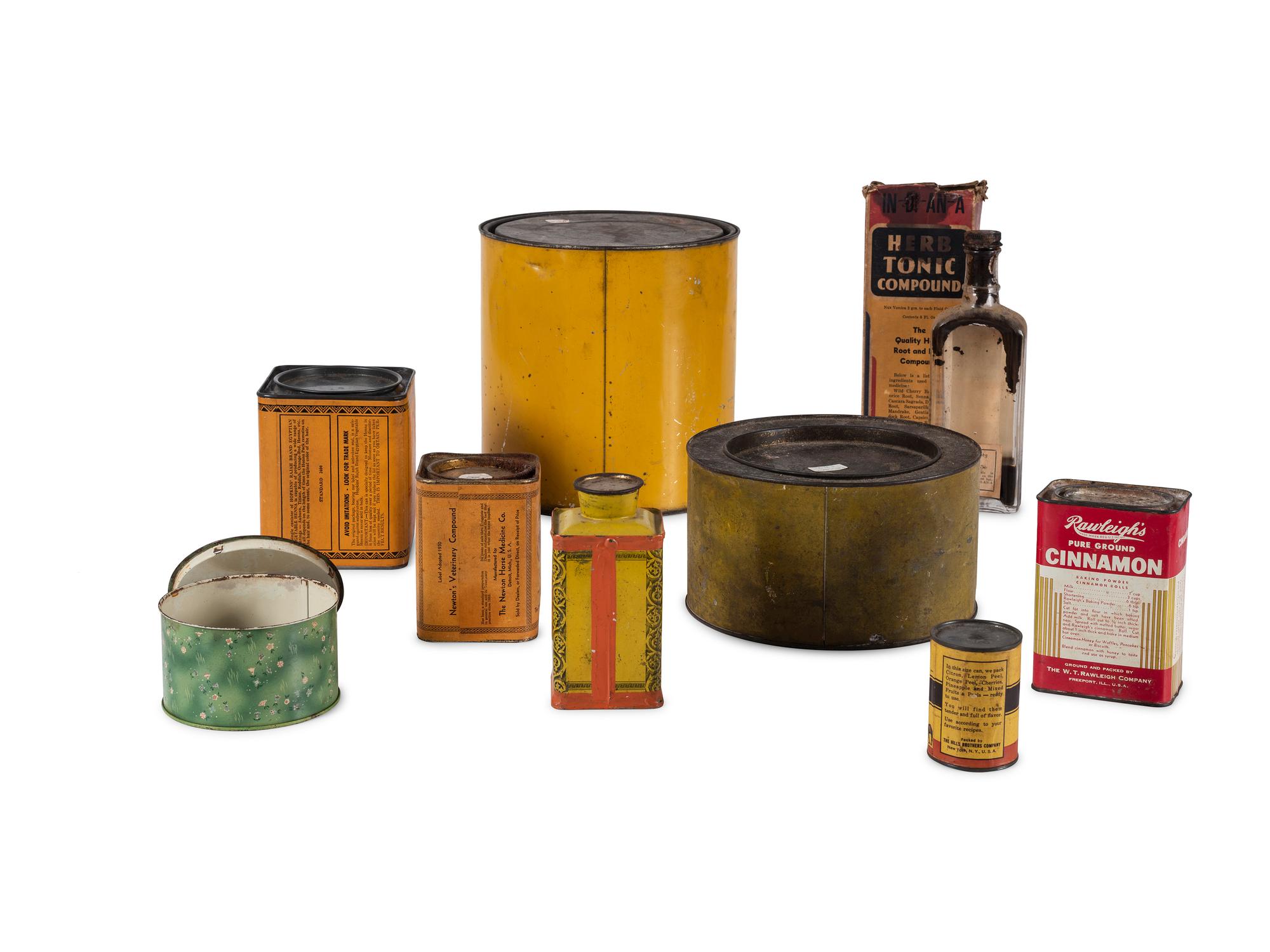 Nine Advertising Tins for Horse and Human Needs
