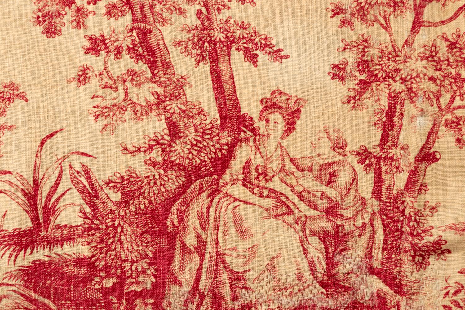RELEASED TO MUSEUM -- Four Fragments/Lengths of Printed Textiles, Late 18th - Early 19th Century - One is Toile de Jouy