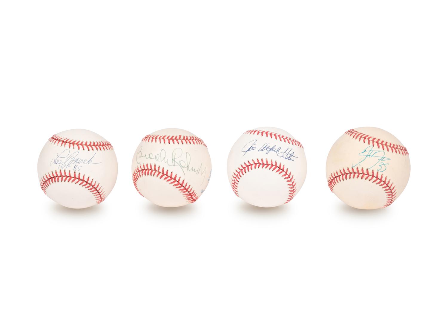 A Group of Four Signed Autograph Hall of Fame Baseballs (Beckett Authentication Services BAS Certified),