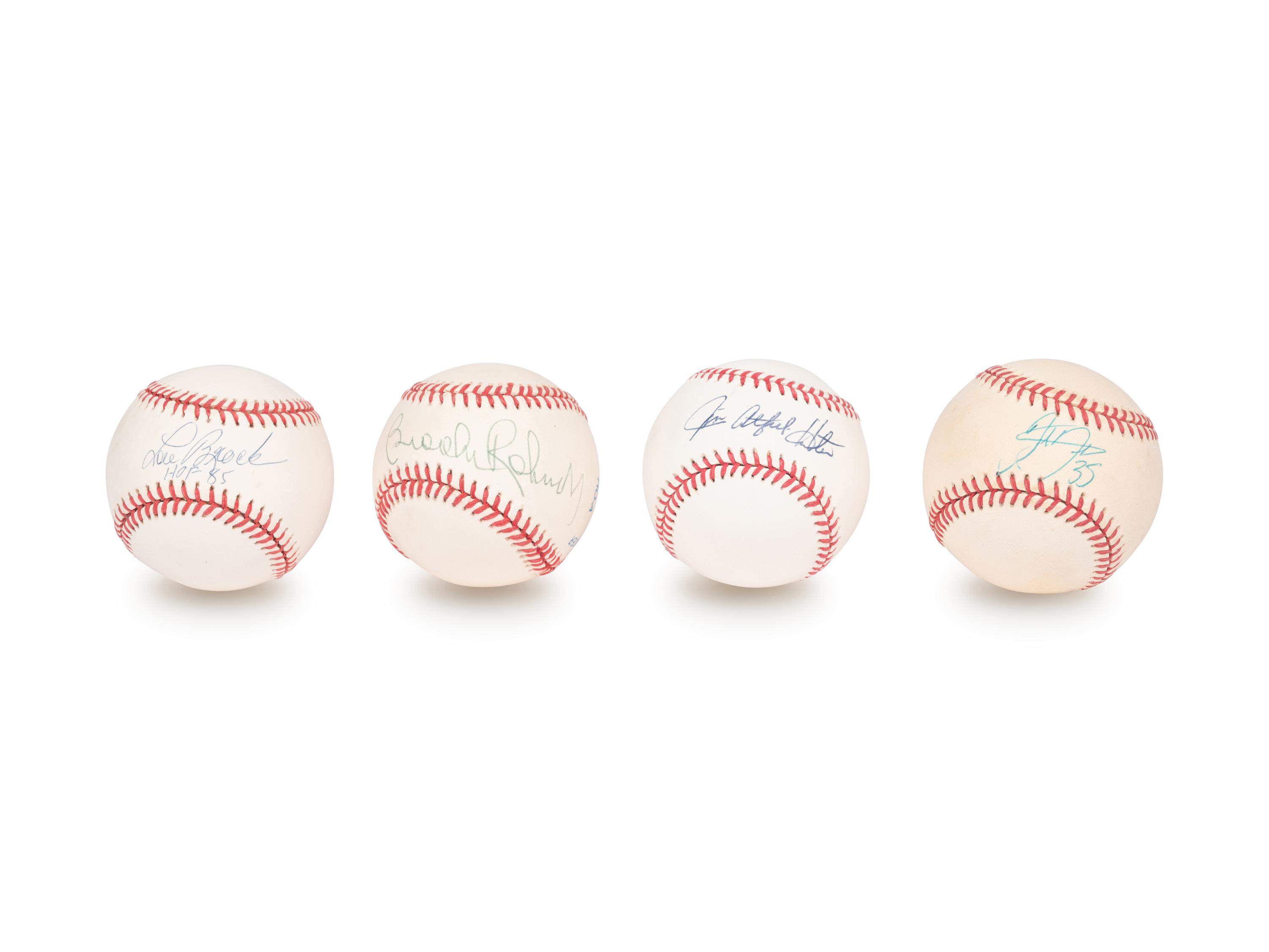 A Group of Four Signed Autograph Hall of Fame Baseballs (Beckett Authentication Services BAS Certified),