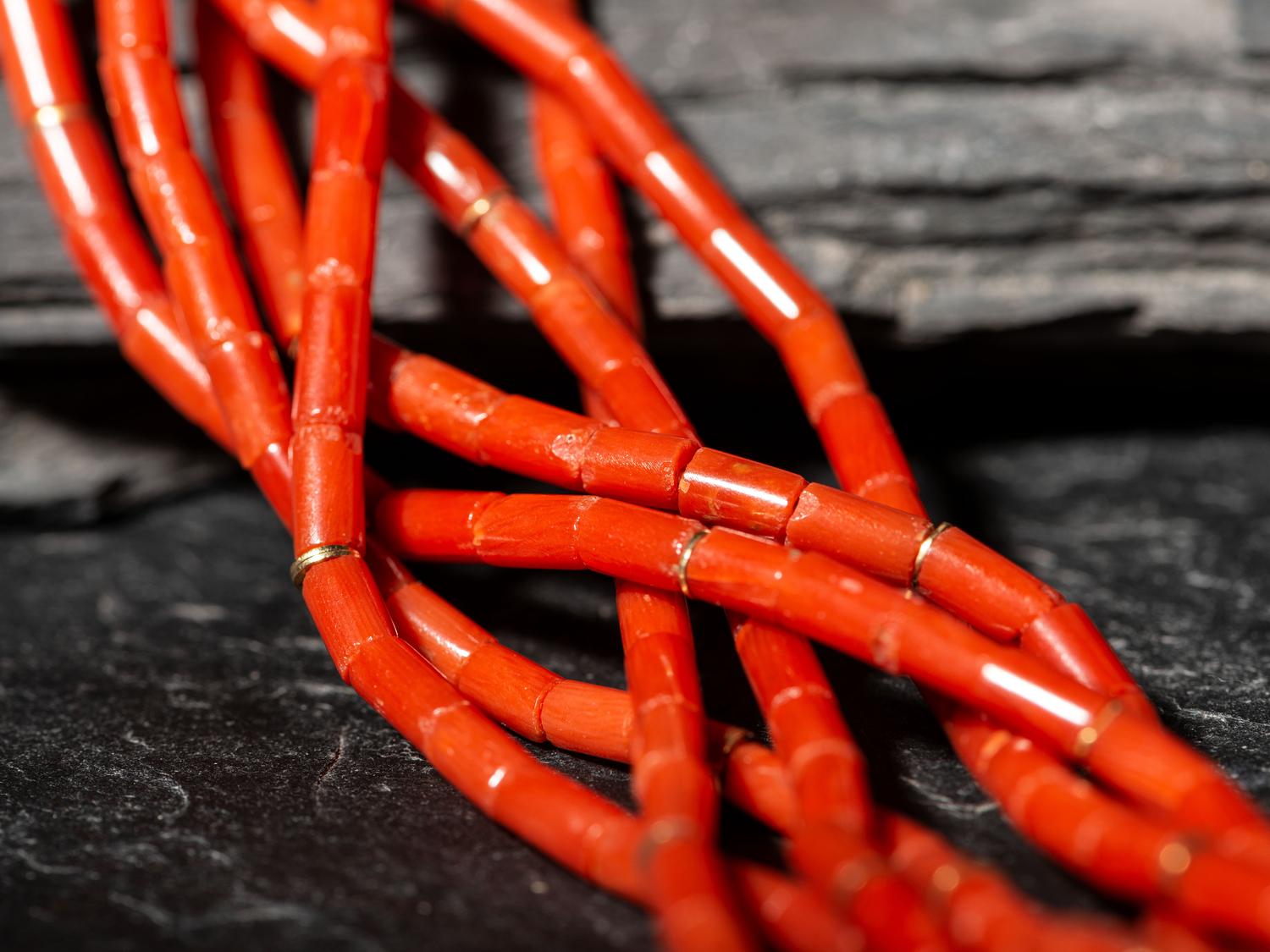Seven-strand Coral Necklace, with Gold Accents, 1977