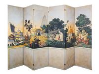 A Six-Panel Panoramic Zuber Wallpaper Panel Floor Screen — DESIGNED BY THEODORE TREYER FOR ZUBER ET CIE