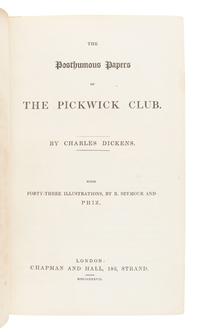 DICKENS, Charles (1812-1870). The Posthumous Papers of the Pickwick Club. London: Chapman & Hall, 1837.