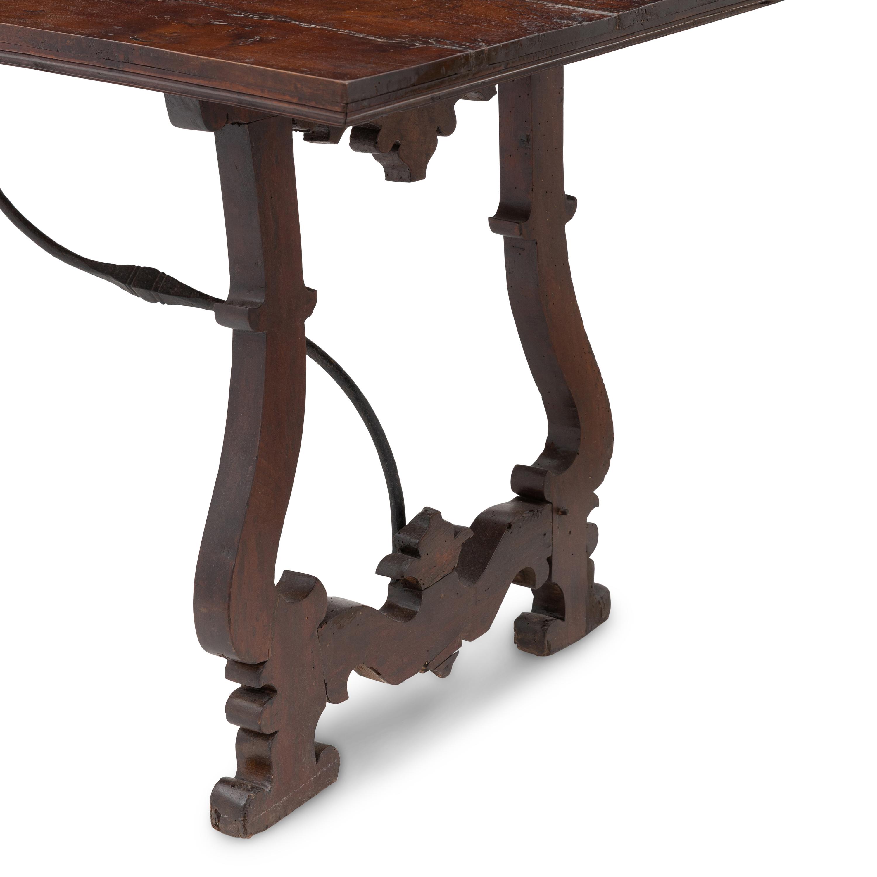 A Spanish Walnut and Iron Table