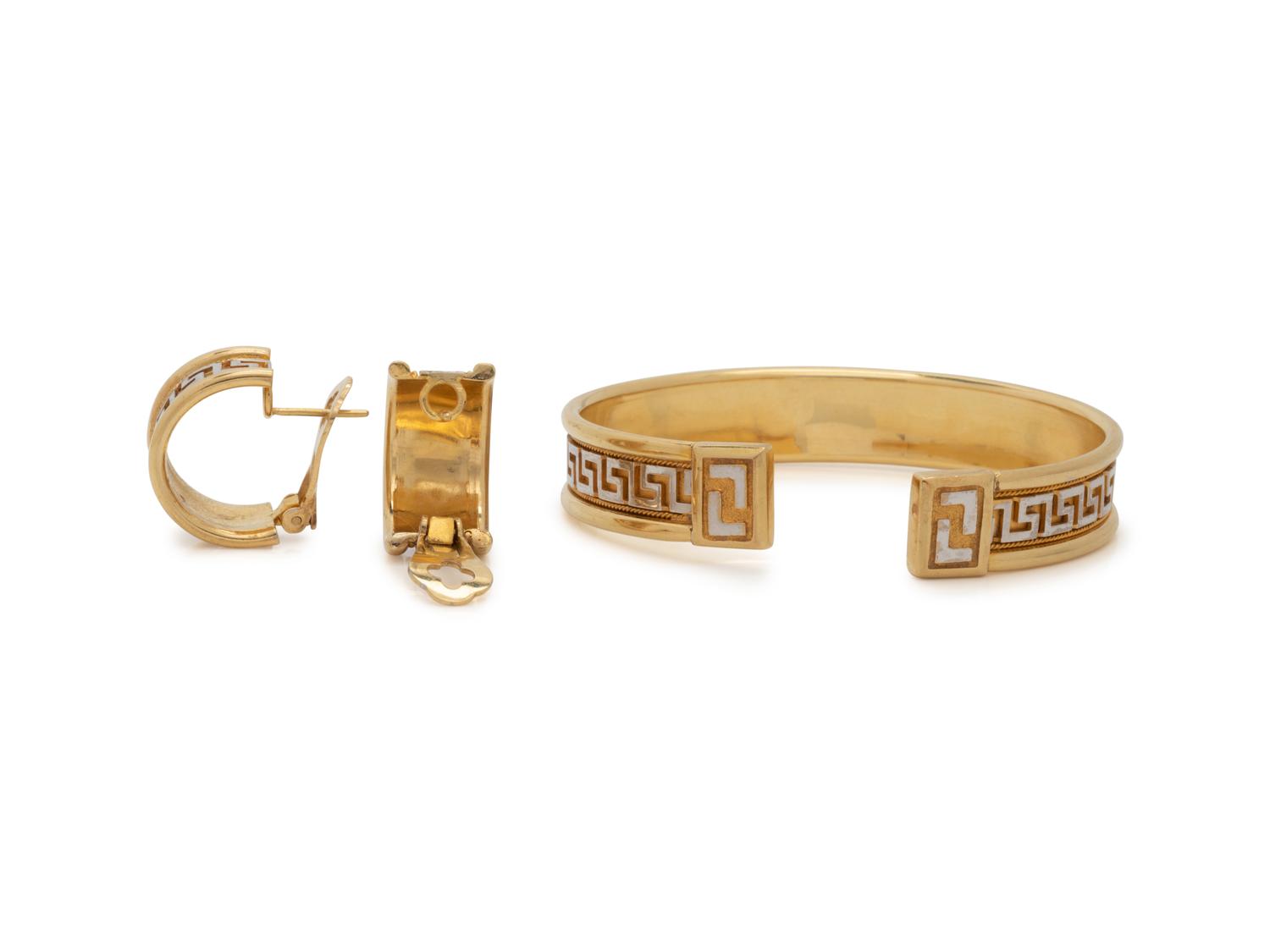 BICOLOR GOLD GREEK KEY SET