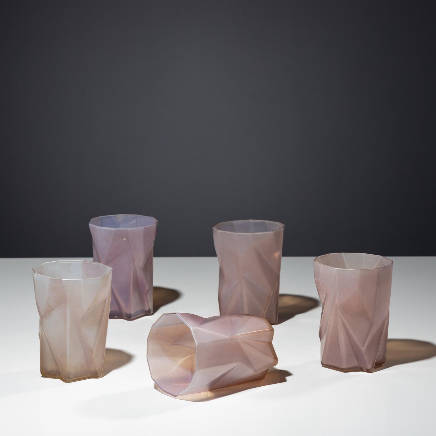 Set of five Ruba Rombic glasses Consolidated Lamp and Glass Co. USA, 1931