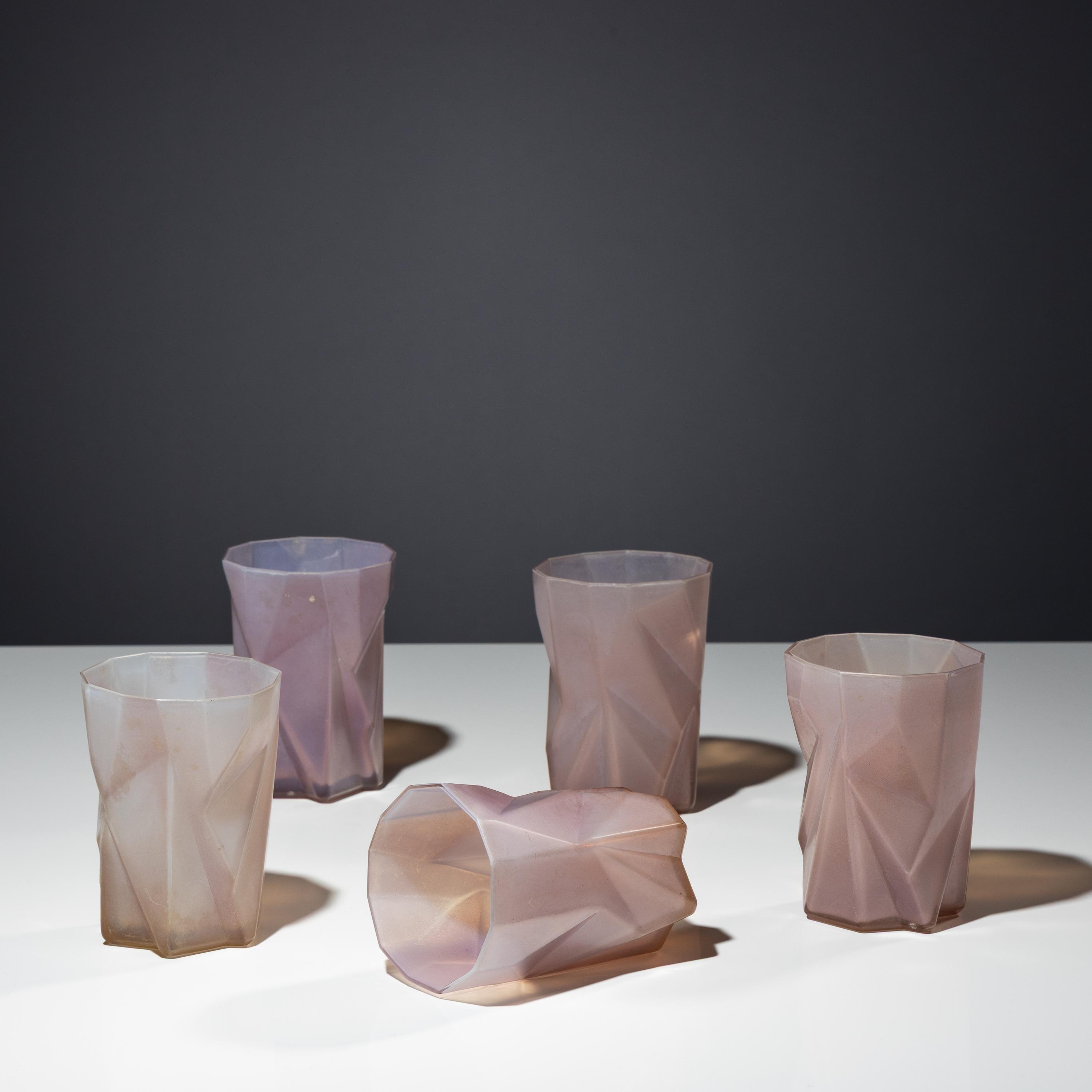 Set of five Ruba Rombic glasses Consolidated Lamp and Glass Co. USA, 1931