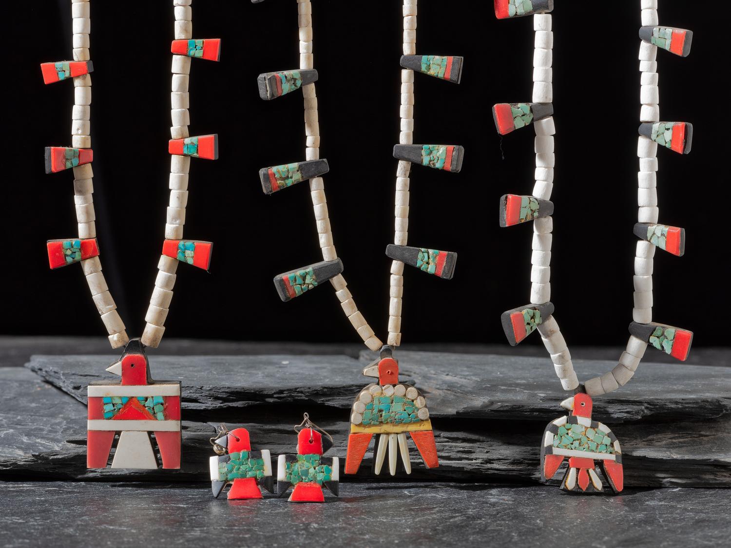 Kewa Depression Era Thunderbird Necklaces and Earrings