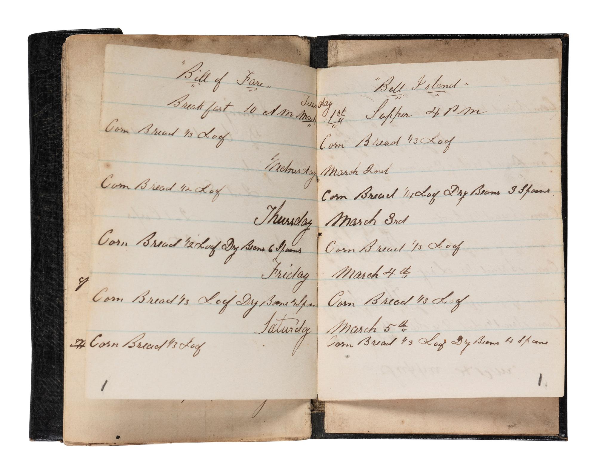 [CIVIL WAR]. Civil War diary identified to Samuel W. Armington, Co. D, 15th Massachusetts Volunteers, POW Bell Island, Richmond, VA.