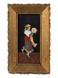 Three Framed Continental Pietra Dura Plaques Depicting Musicians