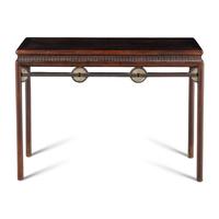 A Chinese Jade Bi Disc Mounted Hardwood Altar Table, Tiao'an, 20th Century 近代 硬木嵌玉璧小條案