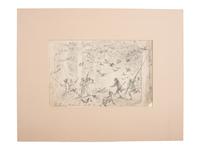 [SLAVERY & ABOLITION] -- [CIVIL WAR]. Killing Crows in North Carolina - Night time . Pencil sketch, n.d.