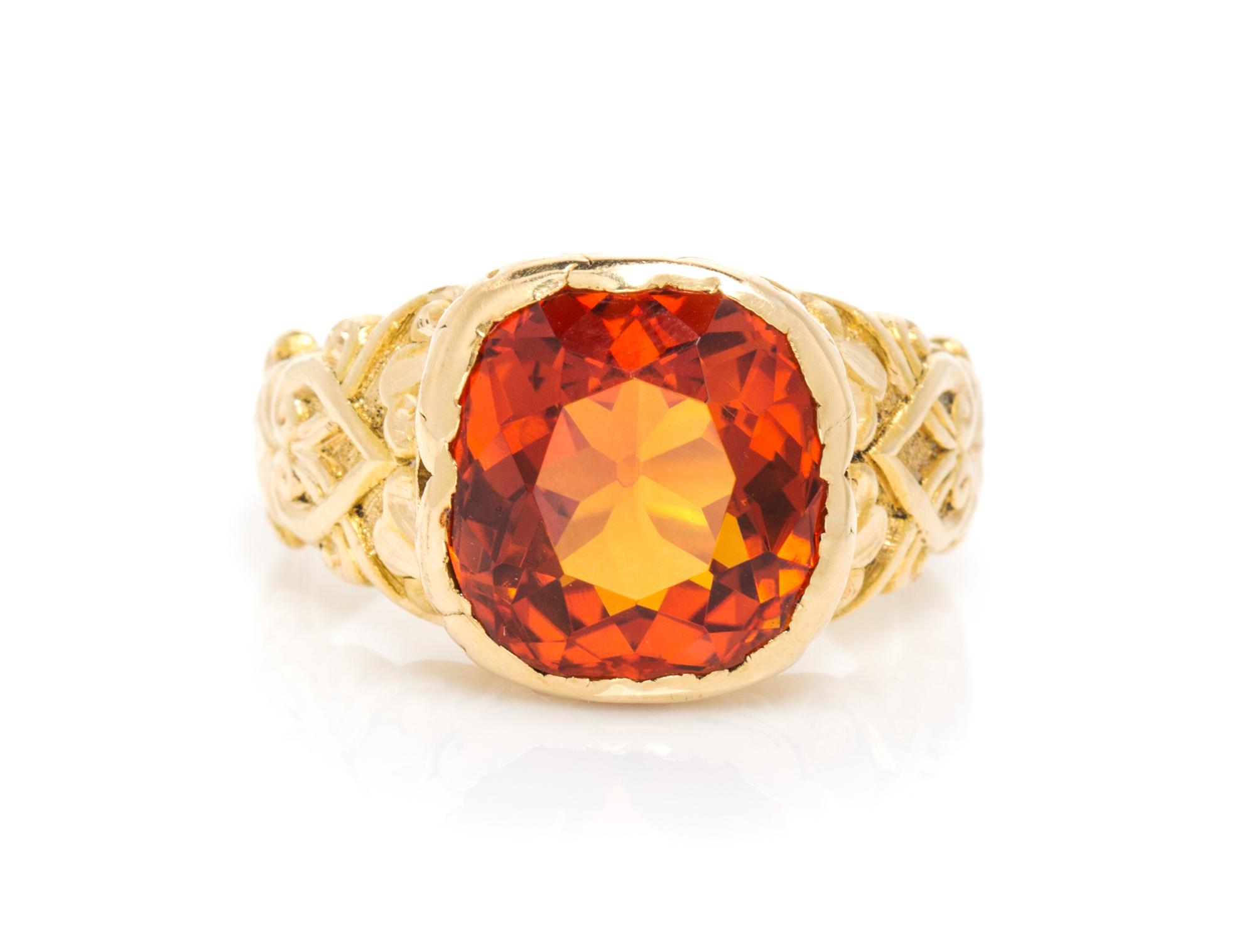 An Art Nouveau Yellow Gold and Citrine Ring, Louis Comfort Tiffany for Tiffany & Co., 9.20 dwts.