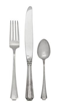 A Group of American Silver Flatware, Gorham Mfg. Co., Providence, RI, Fairfax pattern, comprising: 8 dinner forks 8 dessert forks 8 tea
