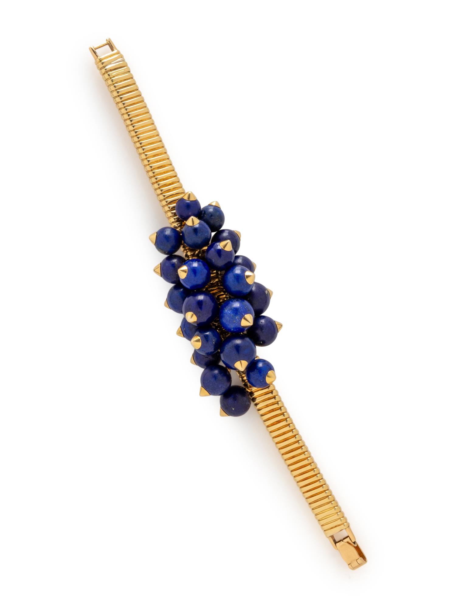 FRENCH, LAPIS LAZULI AND YELLOW GOLD BRACELET