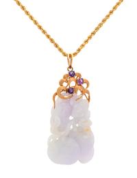LAVENDER JADE AND AMETHYST PENDANT/NECKLACE