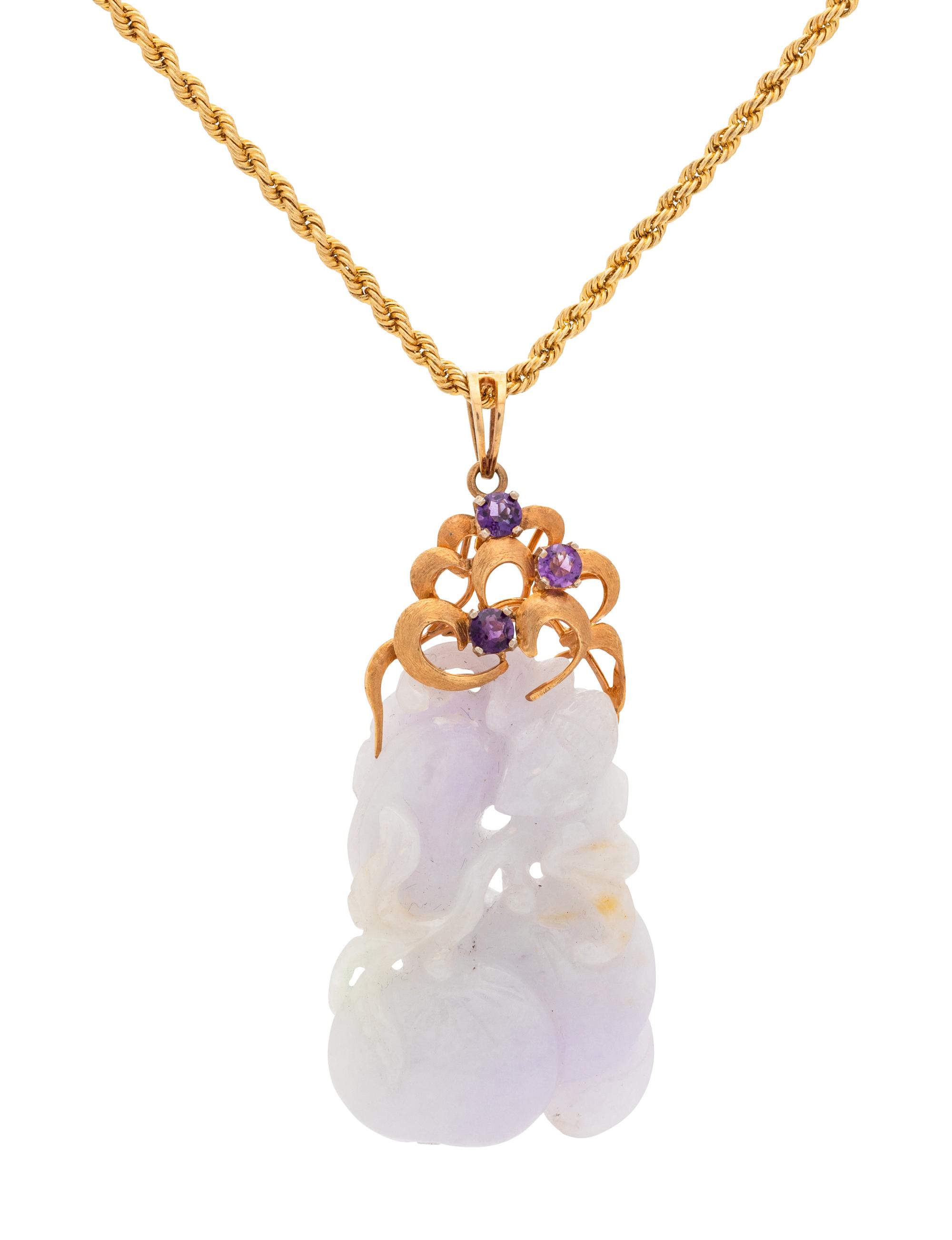 LAVENDER JADE AND AMETHYST PENDANT/NECKLACE
