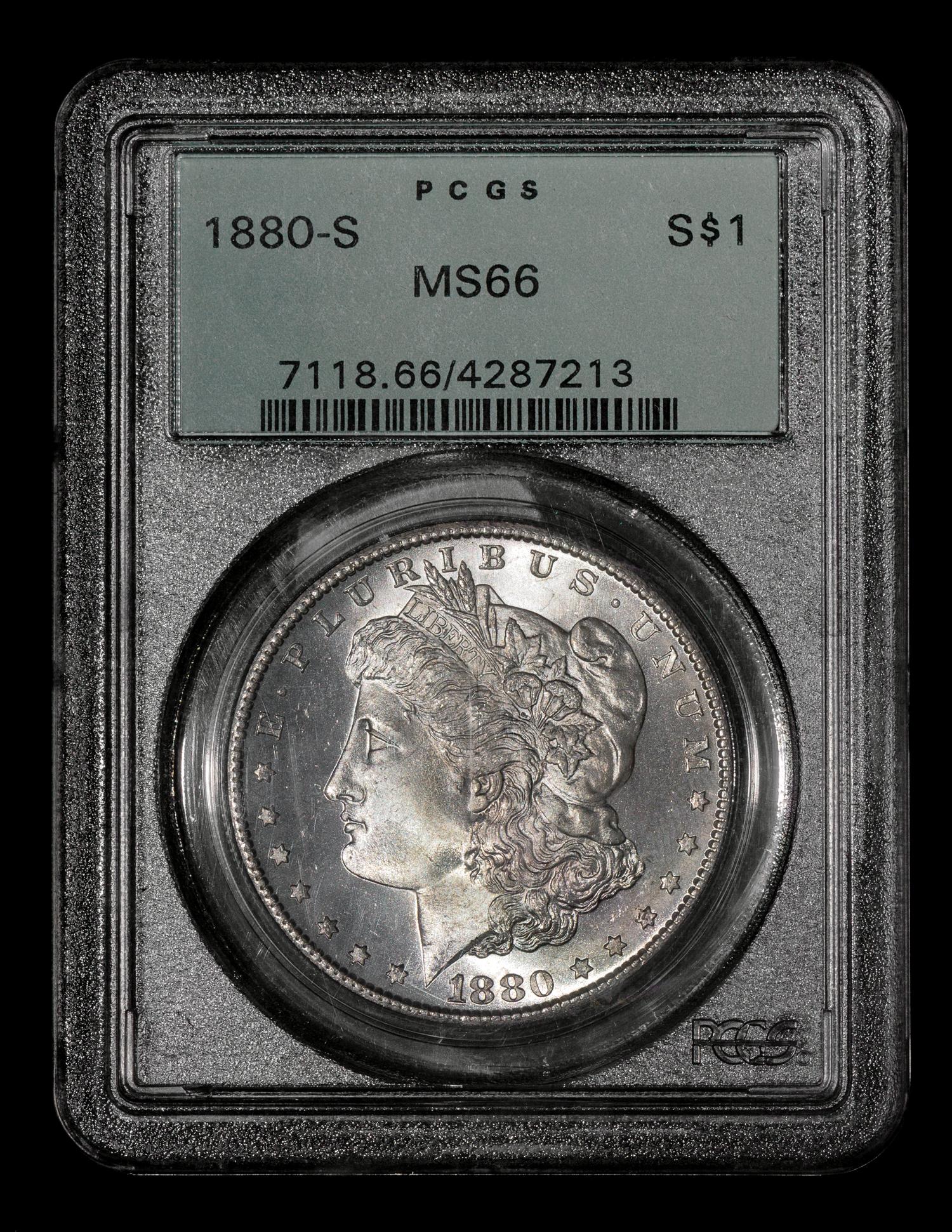 A United States 1880-S Morgan Silver $1 Coin — PCGS graded MS66