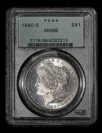 A United States 1880-S Morgan Silver $1 Coin — PCGS graded MS66