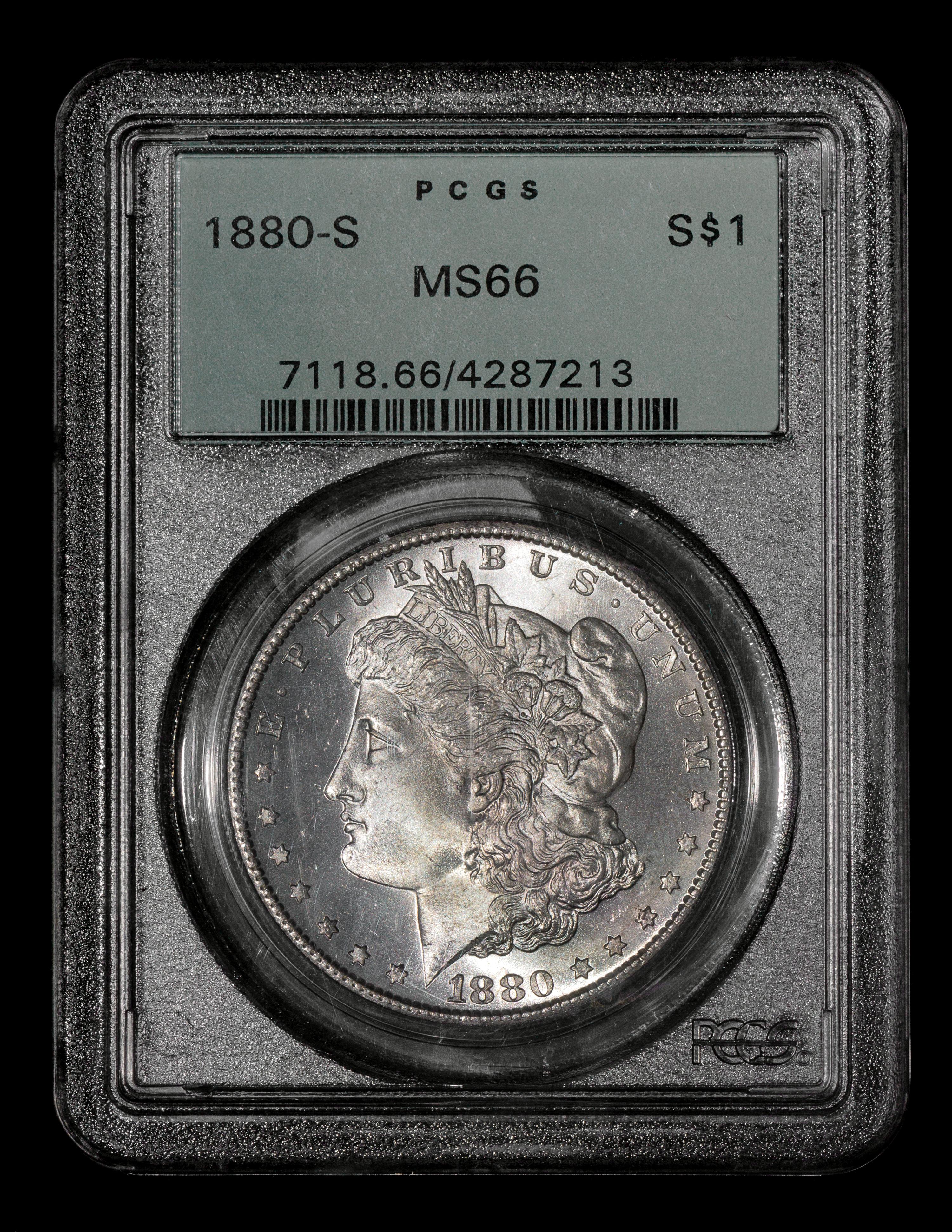 A United States 1880-S Morgan Silver $1 Coin — PCGS graded MS66